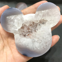 Vente en gros de sculptures en agate naturelle en forme de chat, crânes de chat en agate géode druzy, têtes de chat sculptées en agate pour la décoration