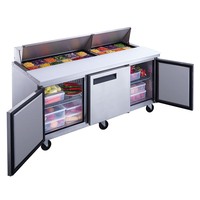 Réfrigérateur de comptoir à trois portes pour salades, pizzas, méga-bar, sandwichs, table de préparation de salades, congélateur, refroidisseur, certifié CE ETL