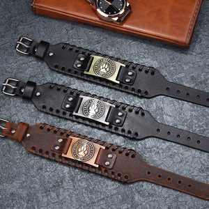Bear Paw Woven <b>Leather</b> <b>Bracelet</b> Men's Punk Style Animal Design Copper Alloy Gift Jewelry - Product Image 2