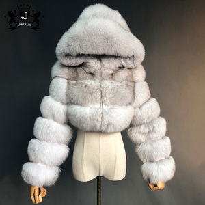 Manteau en fourrure de <span class=keywords><strong>renard</strong></span> véritable pour femme, veste en fourrure de <span class=keywords><strong>renard</strong></span>, mode féminine, court, fourrure de <span class=keywords><strong>renard</strong></span> véritable, vente en gros, Janefur, hiver - Product Image 2