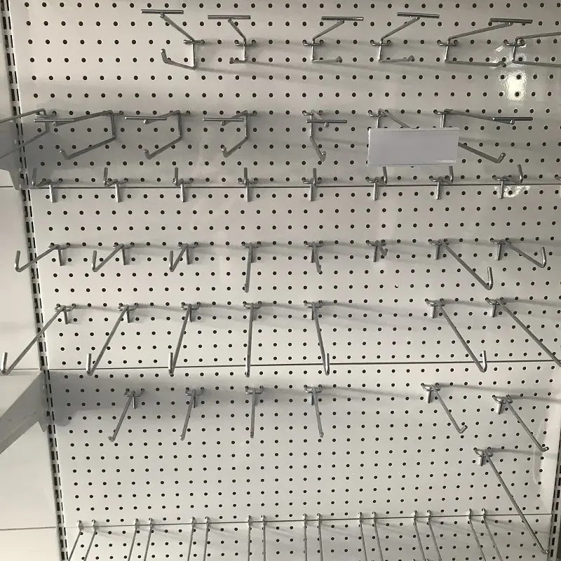 Siêu Thị Rack Mạ Điện Chrome Treo Pegboard Kim Loại Hiển Thị Móc