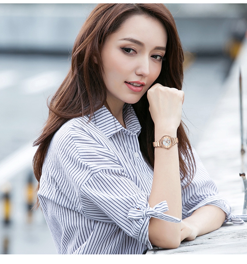 CURREN-montre à Quartz pour femme, Bracelet en diamant, étanche, en acier inoxydable