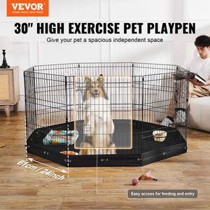 Corralito de metal plegable para perros de 8 paneles, almohadilla inferior de 30 \ "H para ejercicio y entrenamiento - Product Image 2