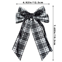 Épingle à cheveux vintage à carreaux avec nœud pour femme, style japonais et coréen, accessoire de coiffure pour fête, style universitaire, avec long ruban