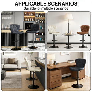 Tabourets de bar modernes 2 PCS/CTN <span class=keywords><strong>Noir</strong></span> Réglable Rembourré Pivotant avec Dossier Convient aux îlots de cuisine - Product Image 6