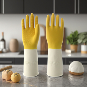 31cm 80g Gants de ménage en caoutchouc Durable bicolore Imperméable épaissi Latex écologique moyen réutilisable pour le jardinage - Product Image 2