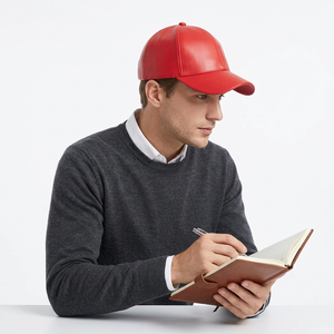 Gorra Deportiva Unisex de Alta Calidad, 6 Paneles, Cuero Suede Rojo Sólido, Ajustable, Estilo Vintage, Deportivo y Urbano, con Logotipo Personalizado, Venta al Por Mayor - Product Image 1