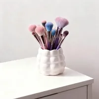 Ensemble de fourchettes à fruits en céramique style crème avec perles, décoration de table de fruits de grande valeur, tube de rangement élégant pour table basse