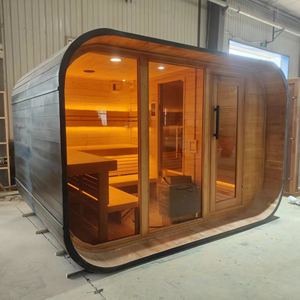 Moderne <span class=keywords><strong>4</strong></span>-persoons Vierkant Buiten Hout Stoom Saunakamer Met Ver-Infrarood Verwarmer Natte Stoom Red Cedar Pine Voornamelijk Voor Gebruik Buitenshuis - Product Image 4