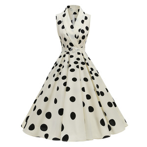 Robes midi décontractées d'été pour femmes, sans manches, style rétro, <span class=keywords><strong>robe</strong></span> <span class=keywords><strong>Hepburn</strong></span>, années 1950, 1960, rockabilly, blanche, pin-up, fête, bal, swing - Product Image 6