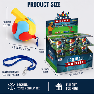36 Pezzi Fischietti da Calcio con Cordino Tricolore, Giocattolo per Bambini, Gadget per Feste Sportive, Regali Promozionali, Confezione Espositiva - Product Image 5
