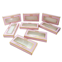 Boîte à cils rigide personnalisée avec logo, papier couché mat 250/300 g/m², fenêtre transparente, taille sur mesure, recyclable, rose cosmétique