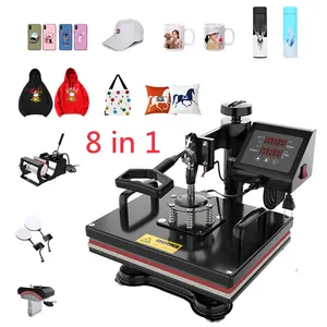 Máquina de prensado de transferencia térmica de vinilo, multifuncional, 8 en 1, para sombrero, taza, placa, camiseta, sublimación