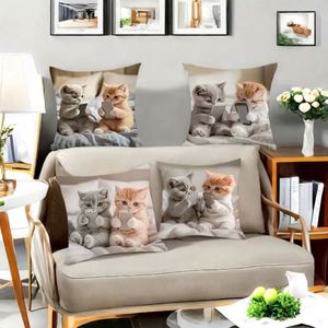 Funda de Almohada Moderna con Estampado de Teléfono Móvil de la Serie Cat Play, Decoración para Sala de Estar, Dormitorio, Sofá, Cojín para el Hogar - Product Image 3