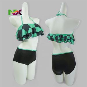 Traje de Baño de <span class=keywords><strong>Cosplay</strong></span> de Agatsuma Zenitsu, <span class=keywords><strong>Kamado</strong></span> <span class=keywords><strong>Nezuko</strong></span>, Kanroji Mitsuri y Shinobu para Mujer y Niña, Gran Venta - Product Image 4