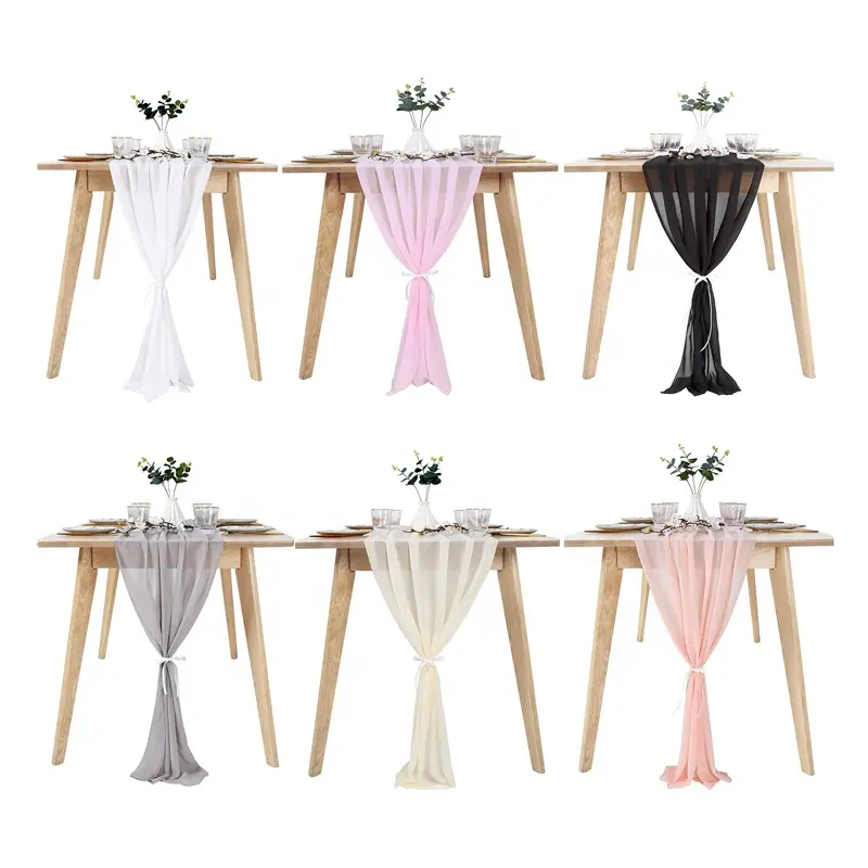 Comfortable Table Flag for Boho Beach Wedding Daily Home Dining Room Party Table Runner Skirt Sash Decoration Chiffon Tablecloth