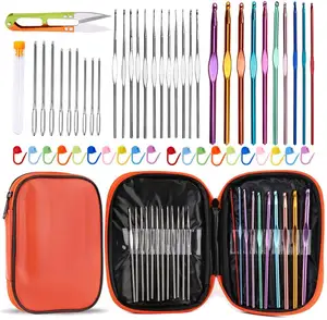 LGZ-008 54 Pcs Yarn Weave Crochet Needles Set Crochet Accessories Handle Crochet Hooks