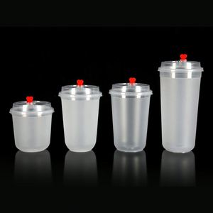 Gobelet en plastique transparent jetable en PET de 90 mm de diamètre en forme de U, imprimé avec logo personnalisé, pour jus, lait, smoothie à emporter, marque personnalisée - Product Image 3