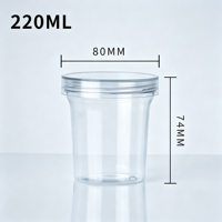 Pot en plastique PET transparent de 220 ml, 280 ml, 50 ml avec couvercle pour préparation de repas, collations, bonbons, fitness, perte de poids, fabrication de gâteaux