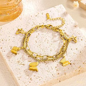 Pulseras Elegantes de Acero Inoxidable con Colgante de Mariposa para Mujer, Pulseras Huecas con Colgante de Mariposa en Oro de 18K - Product Image 2