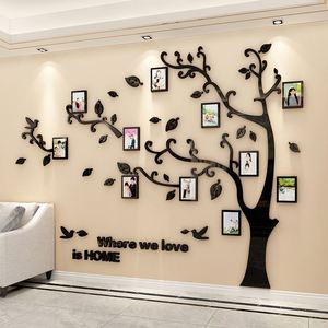 Autocollants muraux 3D en acrylique effet miroir pour cadre photo d'arbre, décoration murale pour canapé et fond TV, autocollants DIY pour cadre photo familial - Product Image 2