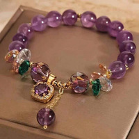Bracelet en améthyste naturelle, pierre de guérison, élégant et luxueux, bracelet à perles multi-pierres, plaqué or 18 carats, pour femmes, à porter au quotidien