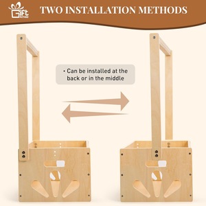 Étagère de rangement pour bébé en bois de bambou 36,7x23,5x50cm multifonctionnelle avec poignées pour l'organisation des vêtements et des jouets - Product Image 4