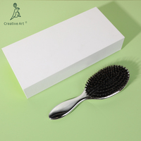 Brosse à cheveux de luxe en poils de sanglier pour démêler les cheveux, avec boîte d'emballage, vente en gros