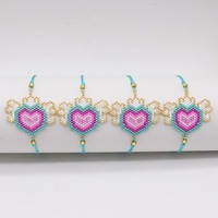 Bracelet Miyuki fait main style bohème avec motif cœur et ailes, accessoire perlé mignon et tendance, parfait comme bracelet en cordon d'ange