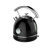 Bouilloire électrique rétro en acier inoxydable de 1,7 L avec thermomètre Chaudière à eau chaude sans fil à ébullition rapide pour thé et café