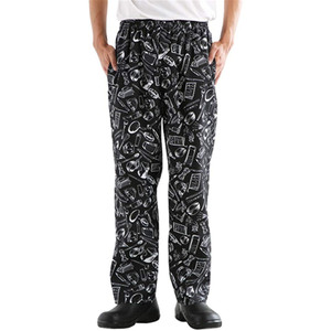 Uniforme de cocina para restaurante, pantalones de <span class=keywords><strong>Chef</strong></span> holgados para hombre, pantalones de trabajo estampados con cintura elástica - Product Image 1
