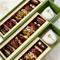 Boîtes d'emballage en cuir de luxe pour baklava, mug à café, Ramadan, paumes brodées, ensemble de pâtisserie, délice aux dattes, boîte cadeau pour mug à chocolat