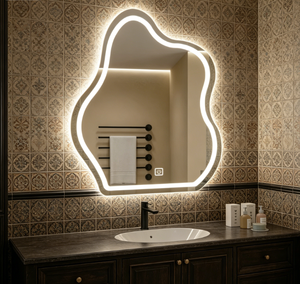 Modern Irregular LED Bathroom Mirror With Touch Switch Wall Mounted Aluminum Frame Adjustable <b>Light</b> For <b>Bath</b> - Product Image 4