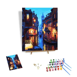 40x50 cm Diy Painting by Numbers on Canvas the Night of Water City Venice Drawing Scenery Picture by Numbers Kits Wholesale