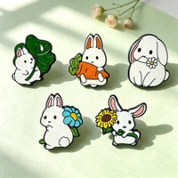 Ensemble de broches lapin de dessin animé, accessoire décoratif animal mignon pour usage quotidien, cadeau de vacances pour les amoureux des animaux et les collectionneurs