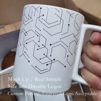 Mug de voyage en céramique sans BPA avec motif marbré noir et blanc nordique de 15 oz, logo personnalisé, grand design contemporain, cadeau de rentrée scolaire