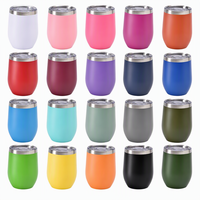 Gobelets à vin sans pied scintillants de 12 oz, isolés sous vide, en forme d'œuf, personnalisables, tasses à bière avec couvercle pour les fêtes
