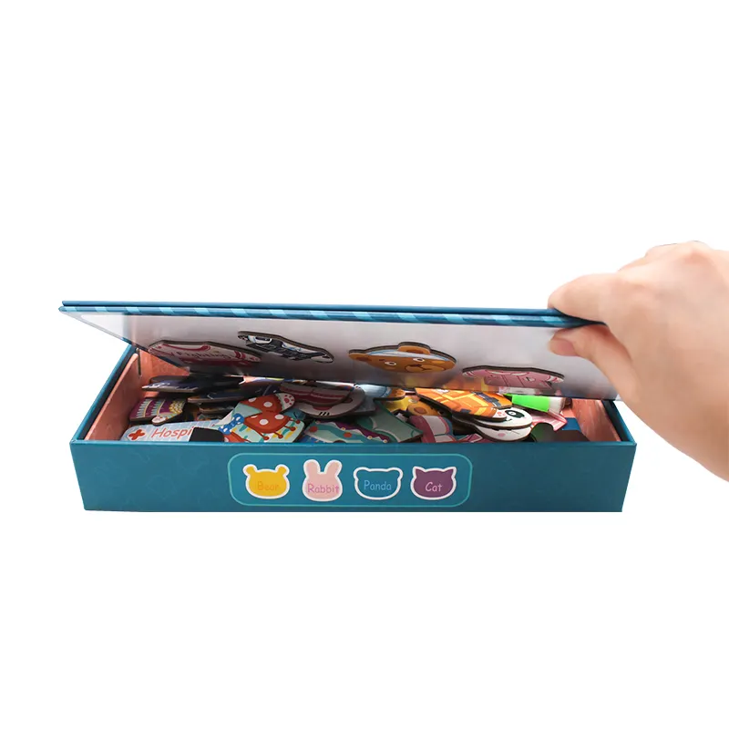 カスタム磁気パズルボードボックスドレスアップおもちゃ旅行おもちゃ教室家庭の幼児の子供のための教育資料