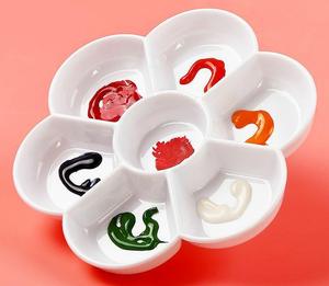 Grande taille 17cm Palette de forme de fleur plateau de Palette en céramique blanche pour mélange de <span class=keywords><strong>peinture</strong></span> à la <span class=keywords><strong>gouache</strong></span> aquarelle - Product Image 2