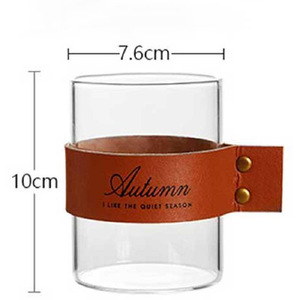 Manchon de tasse en cuir personnalisé, manchon de tasse pour articles de toilette d'hôtel, manchon de tasse portable isolant thermiquement et anti-chute avec poignée - Product Image 5