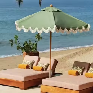 Logotipo gratis Poste de madera <span class=keywords><strong>Lona</strong></span> <span class=keywords><strong>Impermeable</strong></span> Patio Piscina Sol Jardín Playa Sombrillas al aire libre Paraguas con borlas - Product Image 6