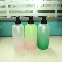 Vente en gros de contenants d'emballage ronds en plastique PET de 300 ml, flacon vide pour shampoing et gel douche, pompe pulvérisateur, impression sérigraphique