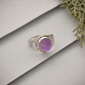 Bague de fiançailles et de mariage classique en argent sterling 925 avec améthyste naturelle, cadeau de haute qualité pour elle, bijoux en gros - Product Image 1