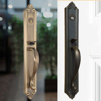 Villa extérieure antivol silencieuse serrure de porte en bois américain jaune bronze chambre étrangère poignée porte d'entrée principale serrure