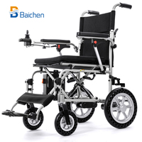 Fauteuil roulant électrique portable en alliage d'aluminium pliable, Baichen 14,8 kg, nouvelle version améliorée, ultra-léger, avec commande vocale intelligente