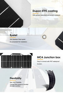 แผงเซลล์แสงอาทิตย์ PET/ETFE ปรับแต่งได้100W 150W 200W ยืดหยุ่นได้สำหรับการใช้รถบ้านคาราวานเรือ RV ในการเพิ่มพลังงาน - Product Image 4
