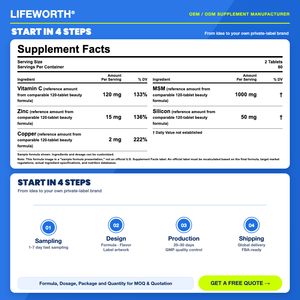 LIFEWORTH Beauty <span class=keywords><strong>MSM</strong></span> Komplex Tabletten mit Vitamin C, Zink und Kupfer für Haut-, Haar- und Nagelgesundheit - Product Image 6