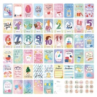 Cartes mignonnes de bébé nouveau-né sur le thème des animaux Cartes jalons de bébé en carton enduit d'art Affiche de voeux pour les photoshoots de nouveau-né