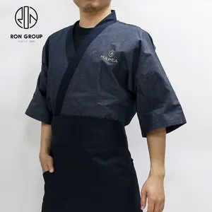 Japanese style work wear Jacket clothing customized short sleeved soft hotel restaurant Kimono Unisex Sushi Waiter chef uniform