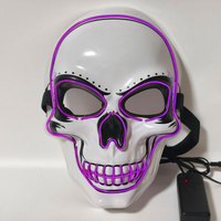 Nouveau masque de fête LED lumineux en PVC pour Halloween, motif effrayant, thème de vacances